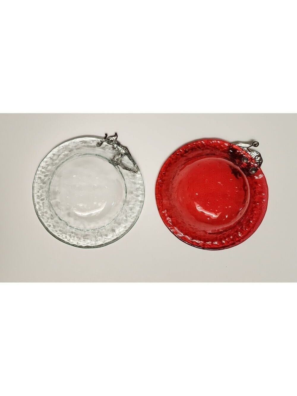 Lots of 2 Christmas Santa & Reindeer Glass dish with Santa 6.5” - Picture 3 of 10